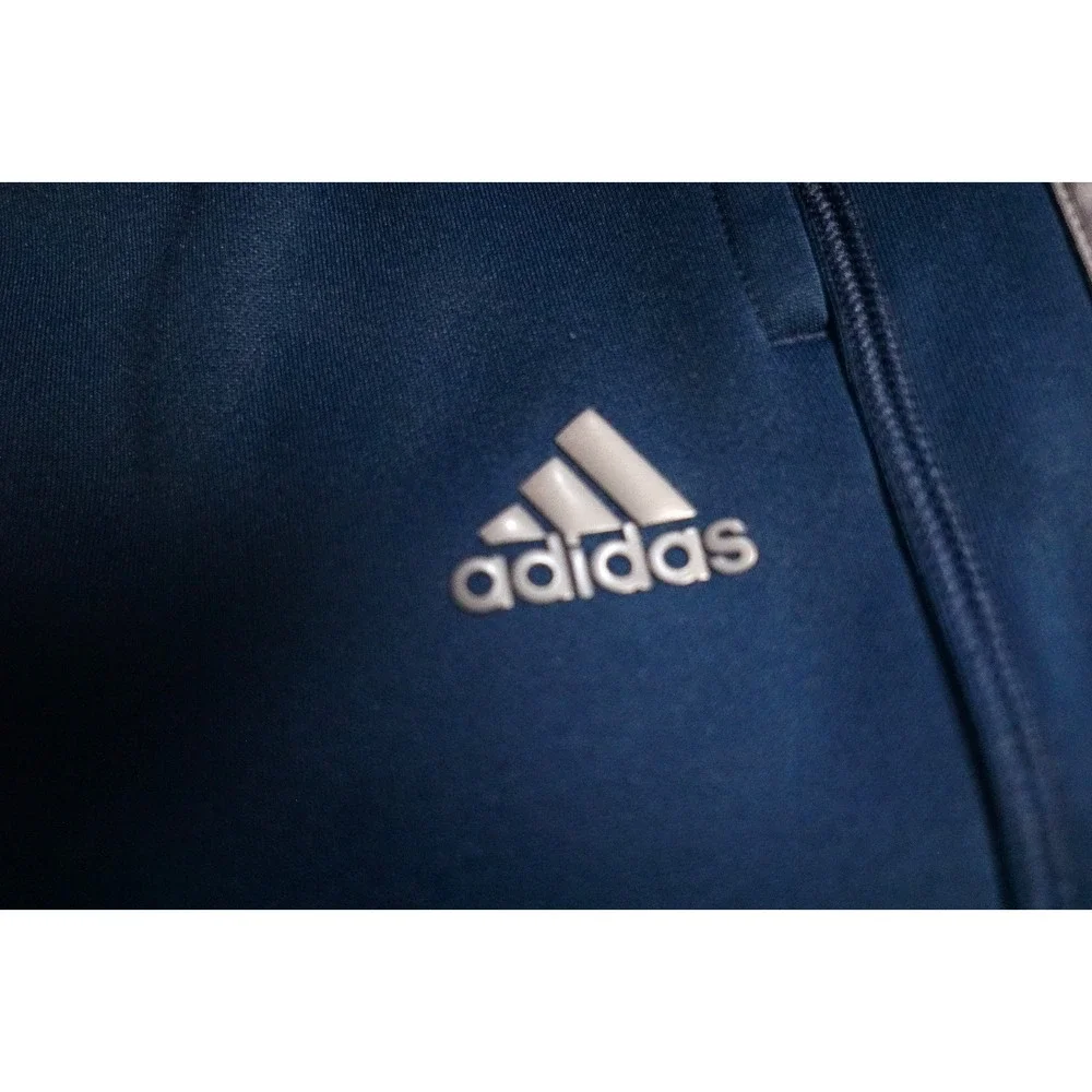 Adidas 2XL Climawarm Track Pants Blue & Gray 3 Stripe Fleece Athletic AV1001